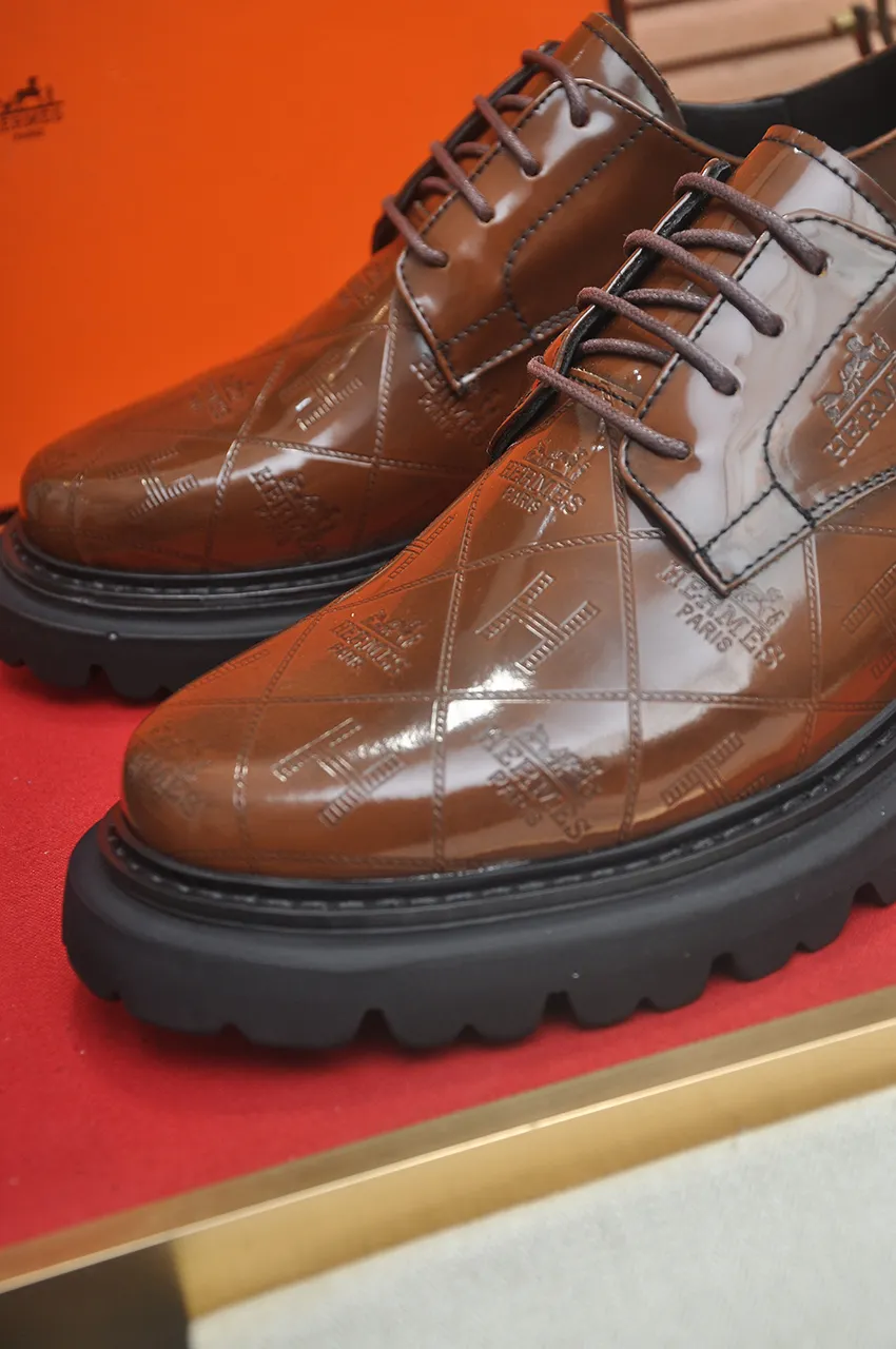 Men's men's shoes 💰720💶【[Hermes HERMES】】(High-end Niuli) New 🍀 HERMES - top version of classic casual leather shoes! Made of imported original cowhide, the inner top layer is comfortable cowhide lining! Original wear-resistant rubber foam outsole! High quality products! Code number 38-45 (45 customized)